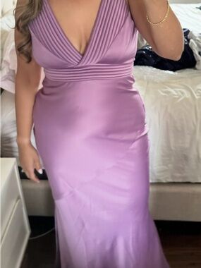 Zhivago Lavender V-Neck Pleated Bodice Maxi Dress